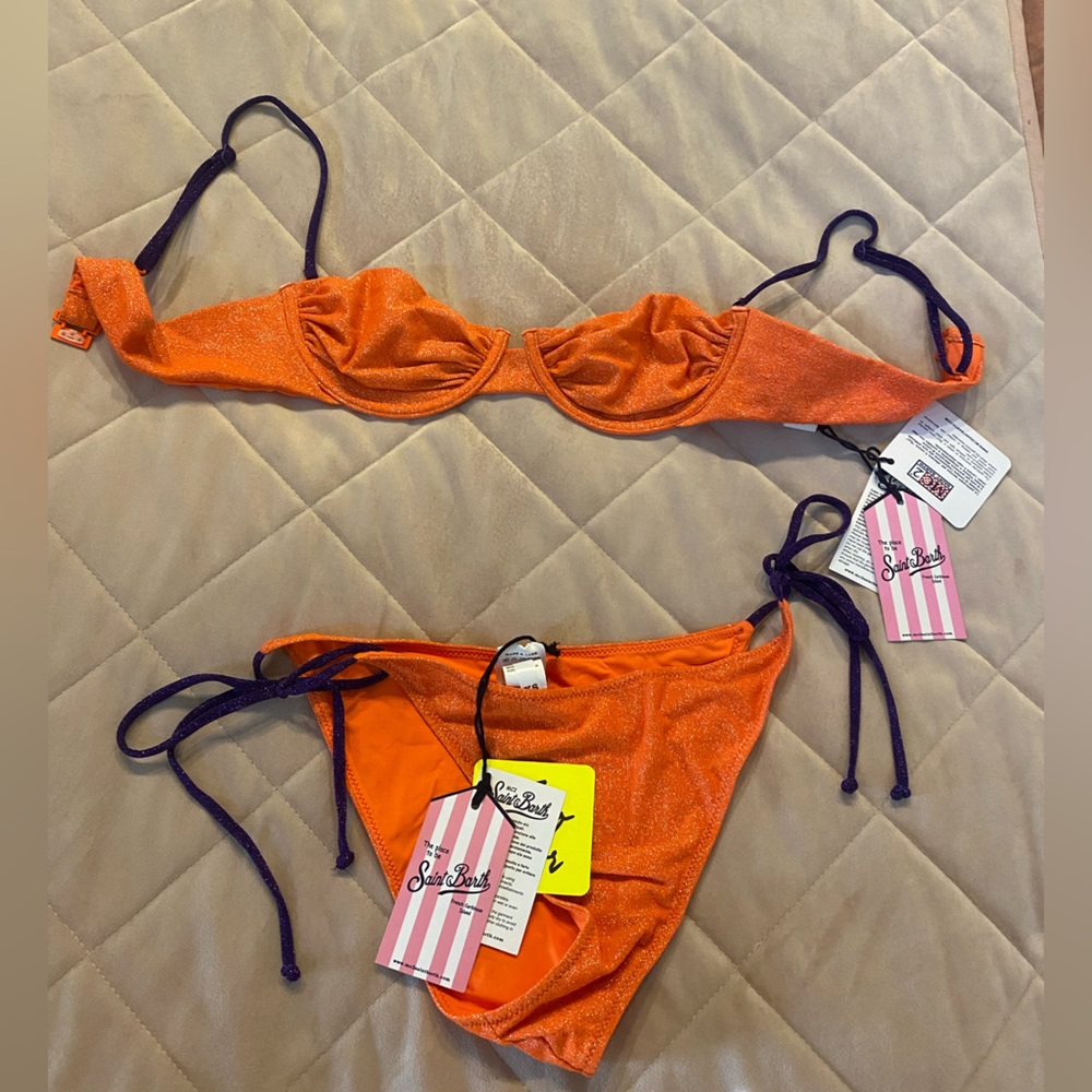 Saint Barth orange and purple XS bikini (NWT)